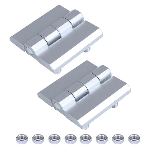 JIQI Mattsilberfarbenes Klappscharnier für Schuppen, quadratisch, mit Pfosten und Muttern, für Schrank, Möbel, Schublade und schwere Geräte, Schalterkasten, 2 Stück, Metall, 60 x 60 mm von JIQI