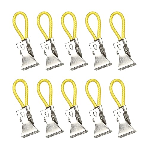 JISADER 10 x hängende Geschirrhandtuch-Clips, hängende Wäscheklammern, Handtuch-Clips mit Aufhängeöse, GELB von JISADER