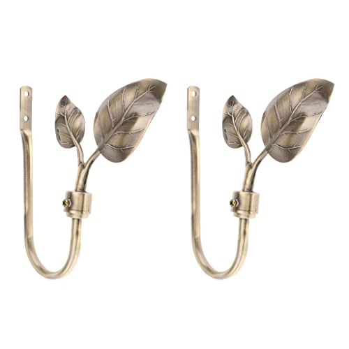JISADER 2 Stück U Form Metall Blatt Vorhang Haken Fenster Gardinen Raffhalter Aufhänger Weiß, Style2 Bronze von JISADER