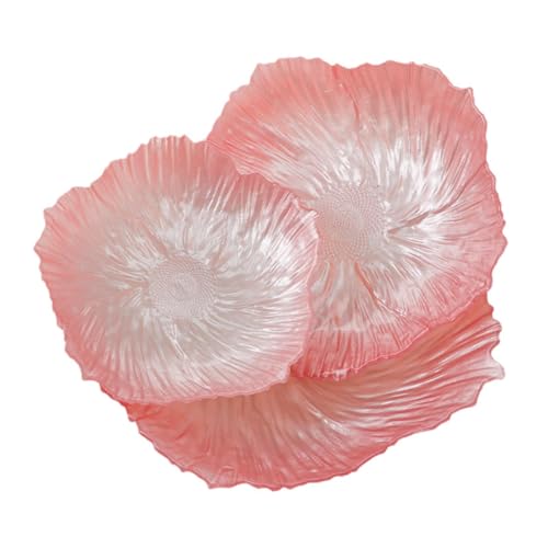 JISADER 3 Stück Luxus Blume Glas Platte Salat Obst Snack Tablett Kuchen Dessert Teller von JISADER
