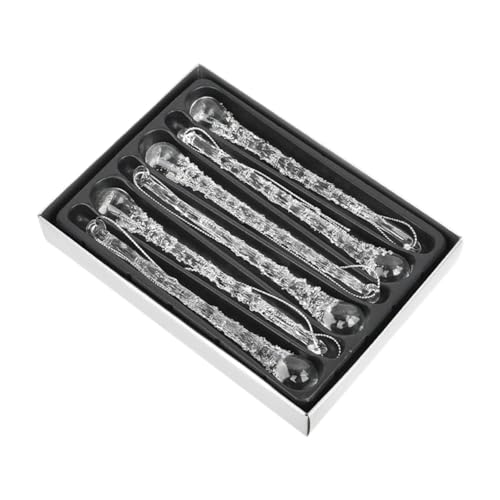 JISADER 6Pcs Glas Eiszapfen Ornament Weihnachten Baum Dekoration für Winter Neue Jahr von JISADER