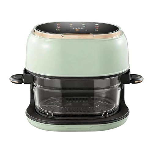 JISADER Air Fryer Glasfritteuse mit 4L Kapazität Digitalem Touchscreen Länglichem Glasfach Und Pp Gehäuse für Haushaltsküche Backen von Fisch Rippchen Hähnche, GrÜn JISADER Air Fryer Glasfritteuse mit 4L Kapazität Digitalem Touchscreen Länglichem Glasfach Und Pp Gehäuse für Haushaltsküche Backen von Fisch Rippchen Hähnche, GrÜn von JISADER