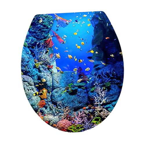 JISADER Badezimmer WC-Sitz Deckel Aufkleber Aufkleber dekorative 30cm x 35cm Ozean Welt Wandaufkleber von JISADER