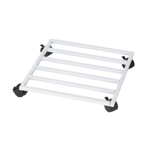 JISADER Blumentopfständer mit Rollen, Pflanzentablett-Mover, leicht zu bewegen, quadratischer Blumentopf-Rollpflanzenständer für Hinterhof, Geschäft, Zuhause, Weiß von JISADER