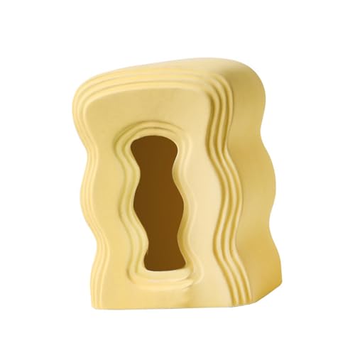 JISADER Keramik-Desktop-Taschentuchbox, Elegante Taschentuch-Aufbewahrungsbox, Serviettenpapier-Aufbewahrungsbox für die Küche, Gelb von JISADER