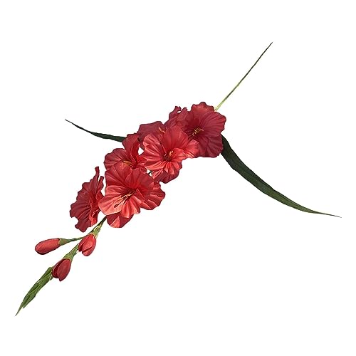 JISADER Künstliche Gladiolen-Blumen-Hochzeits-Gladiolen-Blume mit Stiel für Wohnzimmer-Dekor, Rot von JISADER