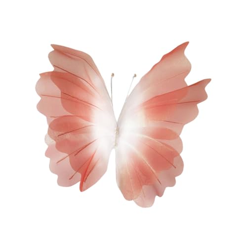 JISADER Künstlicher Schmetterling, Hängeornament, Partydekoration, Handgefertigter Gaze Schmetterling mit Zarter Textur, Geeignet für Veranstaltungen Und Die, Orangerot von JISADER