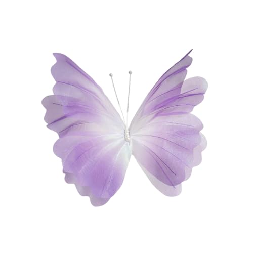 JISADER Künstlicher Schmetterling, Hängeornament, Partydekoration, Handgefertigter Gaze Schmetterling mit Zarter Textur, Geeignet für Veranstaltungen Und Die, Violett von JISADER