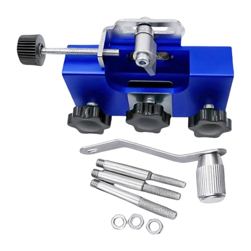 JISADER Schärfer Handkurbel Ketten Schärfhalter Aluminiumlegierung Schleifkopf Tragbar für Hobbygärtner Montagearbeiten Werkzeugkoffer, Blau von JISADER