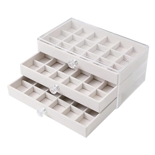 JISADER Schmuck-Organizer-Box, Schmucketui, Tisch-Modern, transparente Schmuckschatulle, Vitrine für Ohrringe, Armbänder, Schlafzimmer, Arbeitsplatte, Beige JISADER Schmuck-Organizer-Box, Schmucketui, Tisch-Modern, transparente Schmuckschatulle, Vitrine für Ohrringe, Armbänder, Schlafzimmer, Arbeitsplatte, Beige von JISADER
