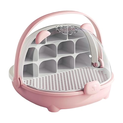 JISADER Seidenanzuchtbox Seidentransportbehälter Tragegriff Transparent Kleintierzuchtbehälter, Rosa von JISADER
