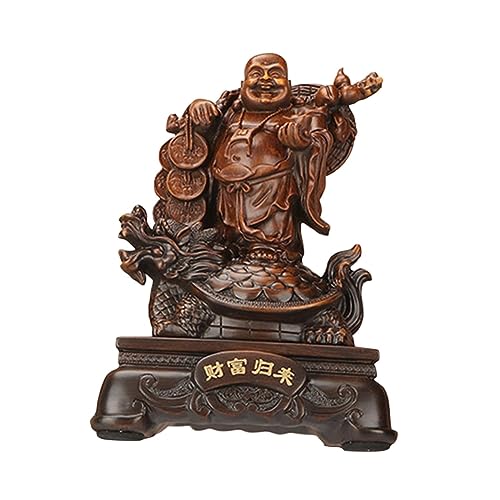 JISADER Sitzende Buddha-Statue, lachende Buddha-Figur, Ornament, antikes lächelndes Kunstharz, Feng Shui, chinesische Buddha-Statue, Buddha-Skulptur für den, Stil b von JISADER