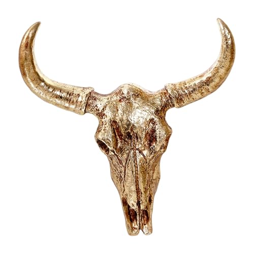JISADER Stierkopf Skelett Statue Figur Kuh Schädel Skulptur Wandhalterung Dekor, Gold JISADER Stierkopf Skelett Statue Figur Kuh Schädel Skulptur Wandhalterung Dekor, Gold von JISADER