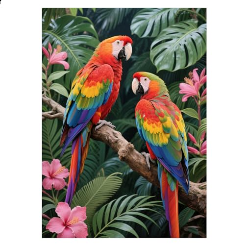JISHSHAY Diamond Painting Runde Steine Papagei Diamant Painting Steine Rund Tiere Diamant Malerei Diamantmalerei Diamaond Malerei Crystal Art Basteln Erwachsene Mosaik Bastelset Erwachsene 30×40cm von JISHSHAY