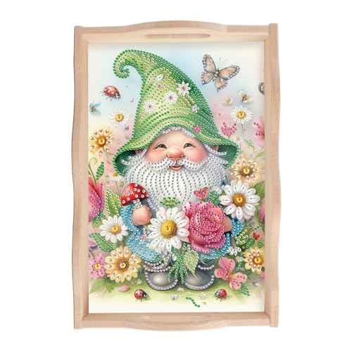 JISHSHAY Diamond Painting Serviertablett Zwerg Diamant Malerei Mahlzeit Zwerg Stickerei Diamant Servierplatte Diamond Art Kreuzstich Set Stickerei Serving Tray mit Griffen 20 x 30 cm von JISHSHAY