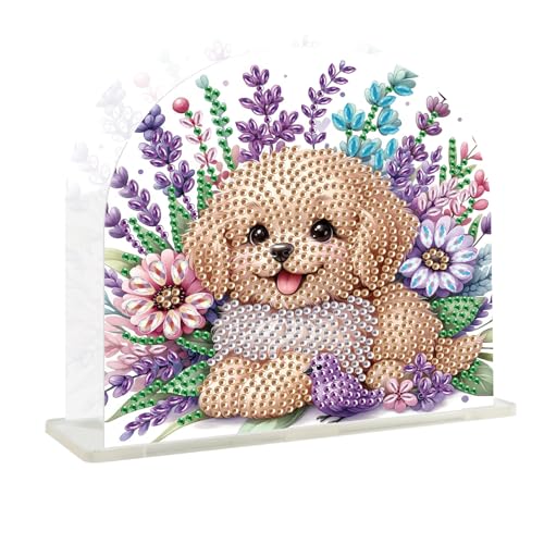 JISHSHAY Diamond Painting Servietten Halter Hund Diamant Painting Serviettenhalter Tiere Diamantmalerei Serviettenständer Hund Diamant Malerei Serviettenspender Diamaond Malerei Taschentücherbox von JISHSHAY