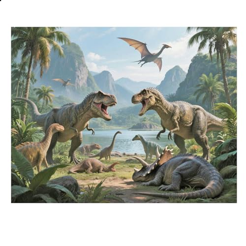 JISHSHAY Diamond Painting Steine Rund Dinosaurier Diamant Painting Runde Steine Dinosaurier Diamant Malerei Diamaond Malerei Diamantmalerei Basteln Erwachsene Mosaik Bastelset Erwachsene 50×40cm von JISHSHAY