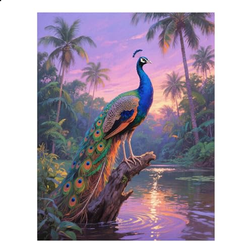 JISHSHAY Diamond Painting Steine Rund Pfau Diamant Painting Runde Steine Tiere Diamant Malerei Pfau Diamaond Malerei Diamantmalerei Basteln Erwachsene Mosaik Bastelset Erwachsene 40×50cm von JISHSHAY