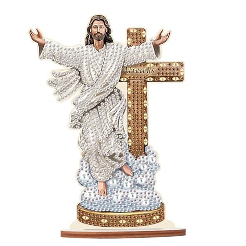 JISHSHAY Diamond Painting Tischdekoration Ornament Jesus Diamant Painting Tischdekoration Jesus Diamantmalerei Ornamente Tischdeko Kreuz Diamaond Malerei Tischdeko Diamant Malerei Tisch Deko von JISHSHAY
