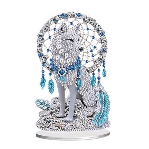 JISHSHAY Diamond Painting Tischdekoration Ornament Wolf Traumfänger Diamant Painting Tisch Deko Tiere Diamantmalerei Ornamente Tischdeko Diamaond Malerei Tischdeko Diamant Malerei Tischdekoration von JISHSHAY