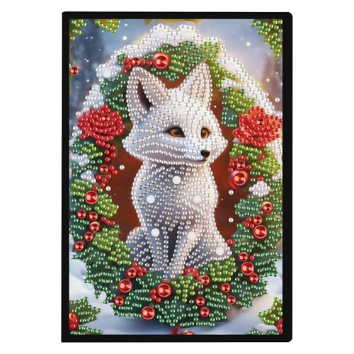 JISHSHAY Weihnachten Diamond Painting Notizbuch, Fuchs Diamant Malerei Block Notiz Blatt Weiß Weihnachten Stickerei Diamant Notizbuch Basteln Erwachsene Notebook A5 Stickerei Notizbuch Kreuzstich von JISHSHAY