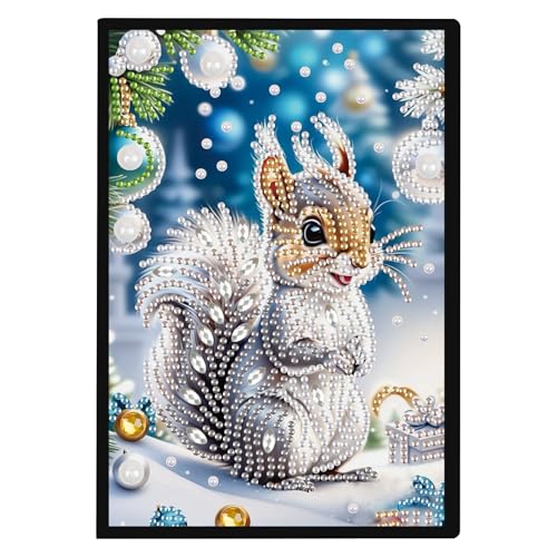 JISHSHAY Weihnachten Diamond Painting Notizbuch Eichhörnchen Diamant Malerei Block Notiz Diamant Stickerei Notizbuch weißes Blatt Basteln Erwachsene Notebook Stickerei Notizbuch Kreuzstich Tagebuch von JISHSHAY