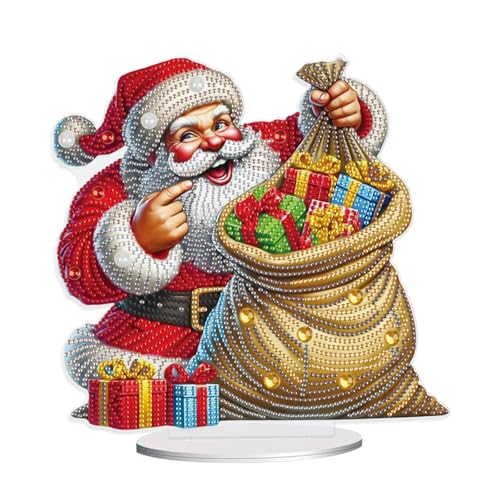 JISHSHAY Weihnachten Diamond Painting Tischdekoration Weihnachtsmann Diamant Painting Tischdekoration Diamantmalerei Tischdeko Diamaond Malerei Ornamente Tischdeko Diamant Malerei Tisch Deko Christmas von JISHSHAY