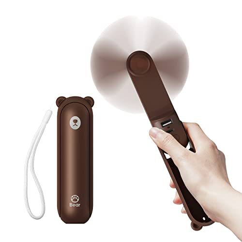 JISULIFE Handventilator Mini Ventilator 3 IN 1, mit 4500 mAh Powerbank USB Akku Klein, Batteriebetrieben Max 37Hrs Runtime Tragbarer Ventilator, Taschenlampen Funktion-Braun von JISULIFE