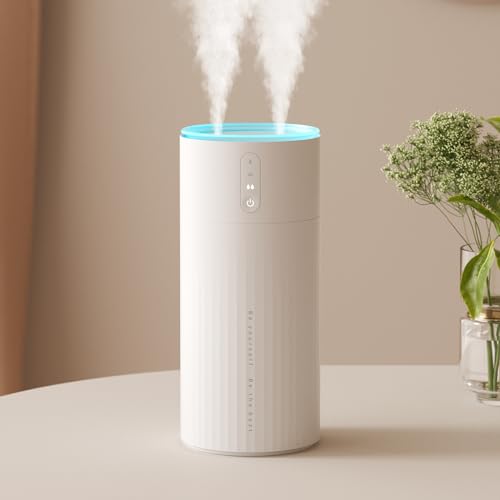 JISULIFE Luftbefeuchter Schlafzimmer 1 L, Humidifier Top-Fill raumbefeuchter 30 dB, 8000mAh raumluftbefeuchter, luftbefeuchter pflanzen mit Nachtlicht für Schlafzimmer/Kinderzimmer/Pflanzen-Weiß von JISULIFE