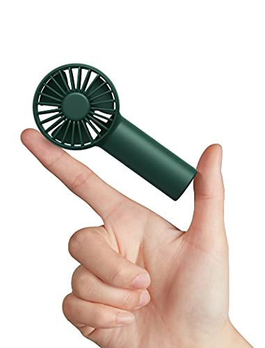 JISULIFE Mini Ventilator Batteriebetriebener Handventilator mit 2000 mAh Batterie oder USB-Betriebener, 3 Geschwindigkeiten, Wiederaufladbarer, für zu Hause, Draußen - Dunkelgrün von JISULIFE