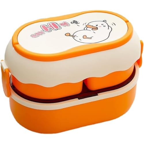 JITASHWA Bento Box für Kinder, Brotdose mit 3 Fächern, Auslaufsichere Lunchbox für Mädchen und Jungen, Jausenbox für Kindergarten Schule Unterwegs, Brotbox | Snackbox (Orange) von JITASHWA