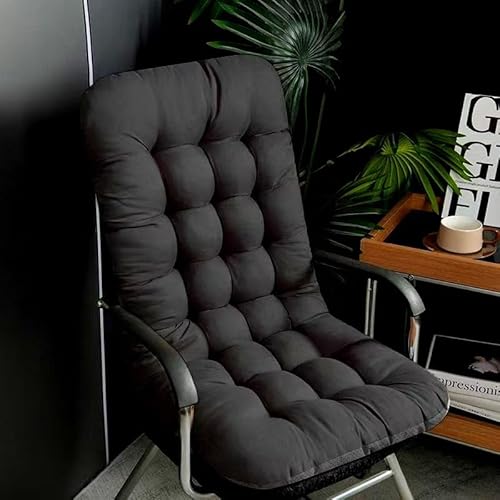Wendbares Leinen-/Samt-Hochlehnerkissen, 44 x 94 cm, extra dicke Polsterung, rutschfest, Multi-Fix (Bänder + Gummizug), für Esszimmer/Büro/Garten/Schaukelstuhl, britischer Winter-Essential, Schwarz von JITASHWA