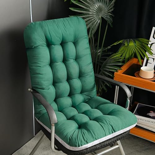 Wendbares Leinen-/Samt-Hochlehnerkissen, 44 x 94 cm, extra dicke Polsterung, rutschfest, Multi-Fix (Bänder + Gummizug), für Esszimmer/Büro/Garten/Schaukelstuhl, britischer Winter-Essential, Grün von JITASHWA