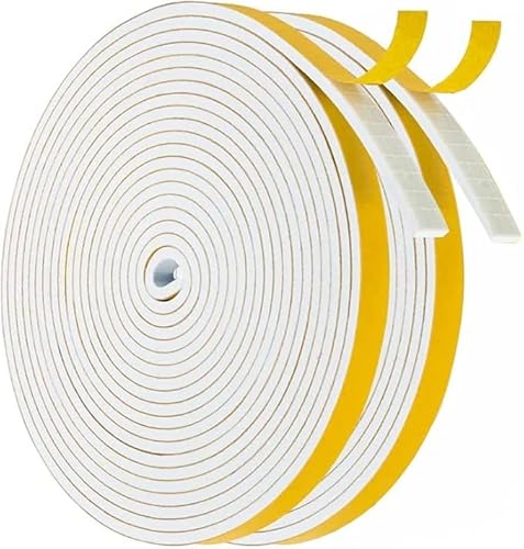 Dichtungsband Selbstklebendes für Türen Fensterdichtung, 6mm(B) x 3mm(D)/20m(L) Geschlossenzelliges Moosgummi mit hoher Dichte, für Kollision Siegel Schalldämmung Wasserdichter Staubdicht Weiß von JITIFAZH