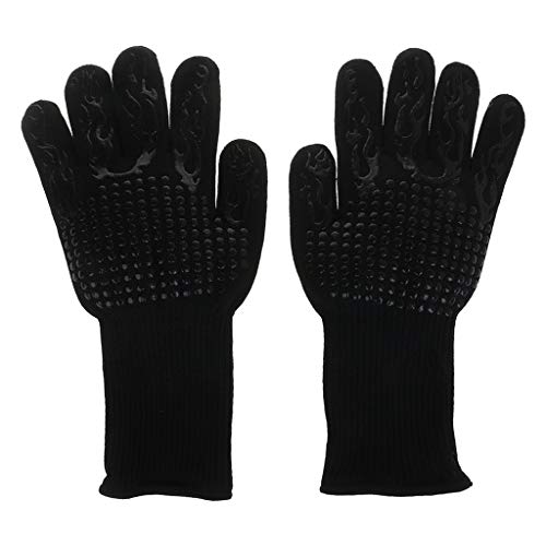 1 Paar 1472 ° F Hitzebeständiges Dickes Silikon Kochbackgrillofenhandschuhe von JITNGM