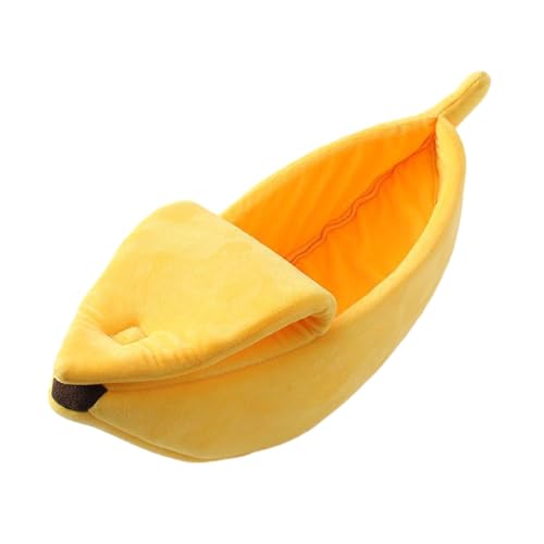 JITNGM Bananenform Katzenhöhlenbettzelt Für Kleine Bis Große Katzenwaschable Weiche Kissen Spaß Bananenschlafsbeutel von JITNGM