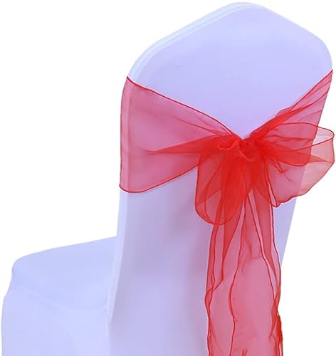 JIUERYY 100 Stück Bänder aus Organza, Stuhlhusse, Schleifen, Hochzeit, Dekoration, Zeremonie, Party, Event, Geburtstag, 17 x 275 cm, Rot von JIUERYY