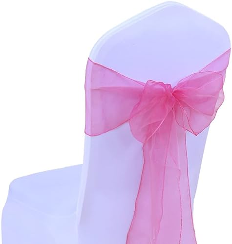 JIUERYY 100 Stück Organza-Bänder Stuhlhussen Schleifen Hochzeit Dekoration Zeremonie Party Event Geburtstag 17 x 275 cm tief rosa von JIUERYY