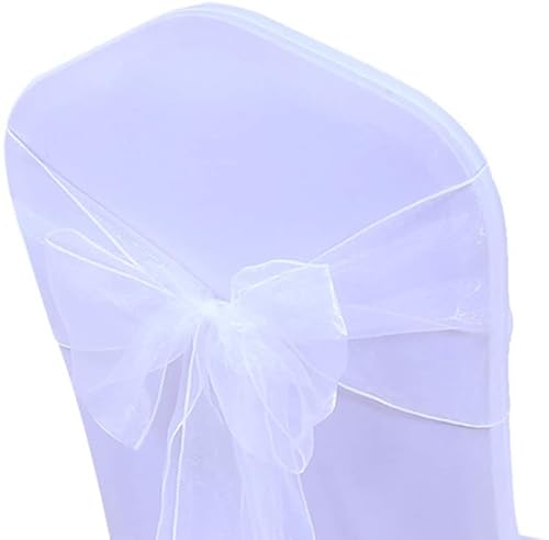 JIUERYY 50 Stück Bänder aus Organza, Stuhlhusse, Schleifen, Hochzeit, Dekoration, Zeremonie, Party, Event, Geburtstag, 17 x 275 cm, Weiß von JIUERYY