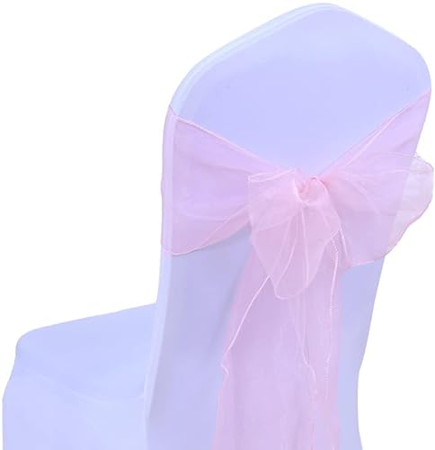 JIUERYY 50 Stück Bänder aus Organza, Stuhlhusse, Schleifen, Hochzeit, Dekoration, Zeremonie, Party, Event, Geburtstag, 17 x 275 cm, Hellrosa von JIUERYY