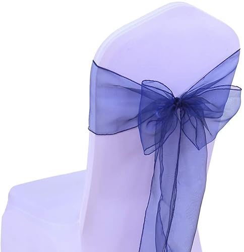 JIUERYY 50 Stück Bänder aus Organza, Stuhlhusse, Schleifen, Hochzeit, Dekoration, Zeremonie, Party, Event, Geburtstag, 17 x 275 cm, Marineblau von JIUERYY