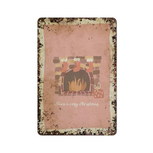 Boho Pink Christmas, Have Acesy Christmas, Christmas Cottage, Interessante Wandkunstdekoration für Zuhause, Personalisierungsidee, Vintage-Metalldose, Schlafzimmerdekoration, stilvolles und einfache von JIUFOTK