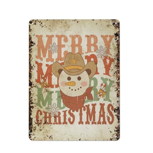 Cowboy-Weihnachtsmann, Frohe Weihnachten, Howdy Christmas-Wandkunst für Kinder, interessante Wandkunstdekoration für Zuhause, Personalisierungsidee, Vintage-Metalldose, Schlafzimmerdekoration, stil von JIUFOTK