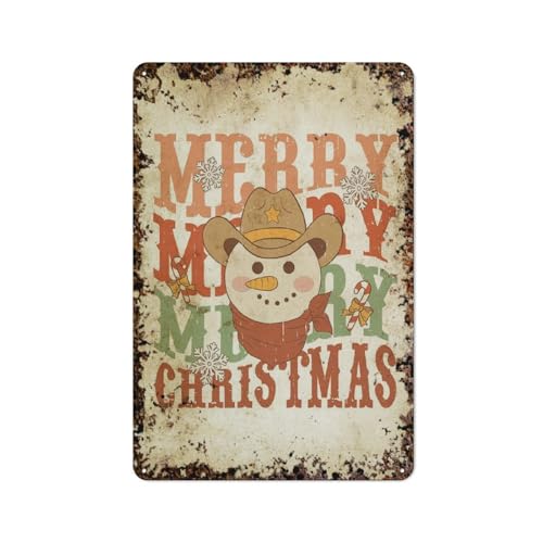 Cowboy-Weihnachtsmann, Frohe Weihnachten, Howdy Christmas-Wandkunst für Kinder, interessante Wandkunstdekoration für Zuhause, Personalisierungsidee, Vintage-Metalldose, Schlafzimmerdekoration, stil von JIUFOTK