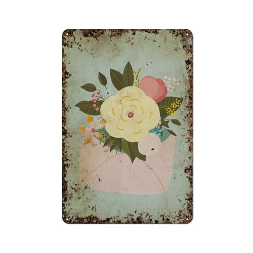 Florale Wandkunst, Zimmerpflanze, Blumenstrauß-Wandkunst, interessante Wandkunstdekoration für Zuhause, Personalisierungsidee, Vintage-Metalldose, Schlafzimmerdekoration, stilvolles und einfaches B von JIUFOTK