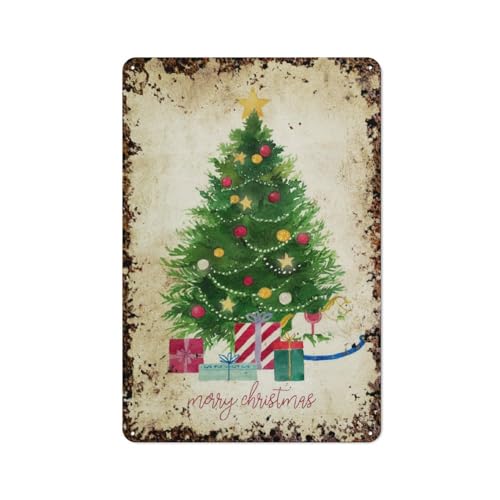 Frohe Weihnachten, Aquarell für Weihnachtsdekoration, Weihnachtswandkunst für Feiertagsdekoration, Wandkunstdekoration für Zuhause, Personalisierungsidee, Vintage-Metalldose, Schlafzimmerdekoration von JIUFOTK