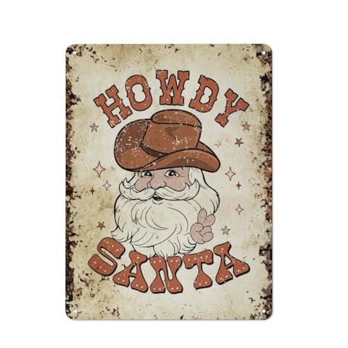 Howdy Santa, Cowboy Santa Retro Christmas, Howdy Christmas Kids Wall Art, Interessante Wandkunst für Zuhause, Personalisierungsidee, Vintage-Metalldose, Schlafzimmerdekoration, stilvoll und einfach von JIUFOTK