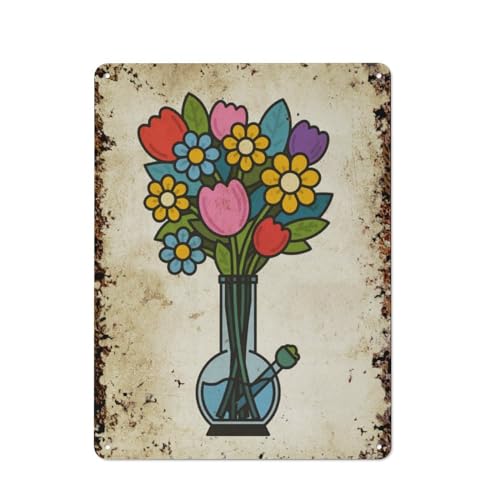 Improvisierter Blumenstrauß, Bong für die Inneneinrichtung, Weed-Blume für Raucher, interessante Wandkunst-Dekoration für Zuhause, Personalisierungsidee, Vintage-Metalldose, Schlafzimmerdekoration, von JIUFOTK