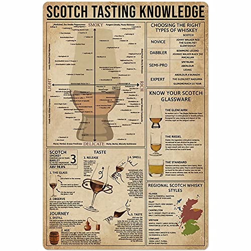 JIUFOTK Scotch Tasting Knowledge Metallschild "Choosing The Right Types of Whiskey", Aluminium-Poster, Zuhause, Küche, Bar, Café, Club, Wanddekoration, Plakette, 20,3 x 30,5 cm von JIUFOTK