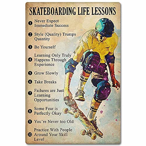 JIUFOTK Skateboarding Life Lessons Metallschilder Wanddeko Skateboard Junge Blechposter Badezimmer Dekor Schlafzimmer Dekor Schild 20,3 x 30,5 cm JIUFOTK Skateboarding Life Lessons Metallschilder Wanddeko Skateboard Junge Blechposter Badezimmer Dekor Schlafzimmer Dekor Schild 20,3 x 30,5 cm von JIUFOTK